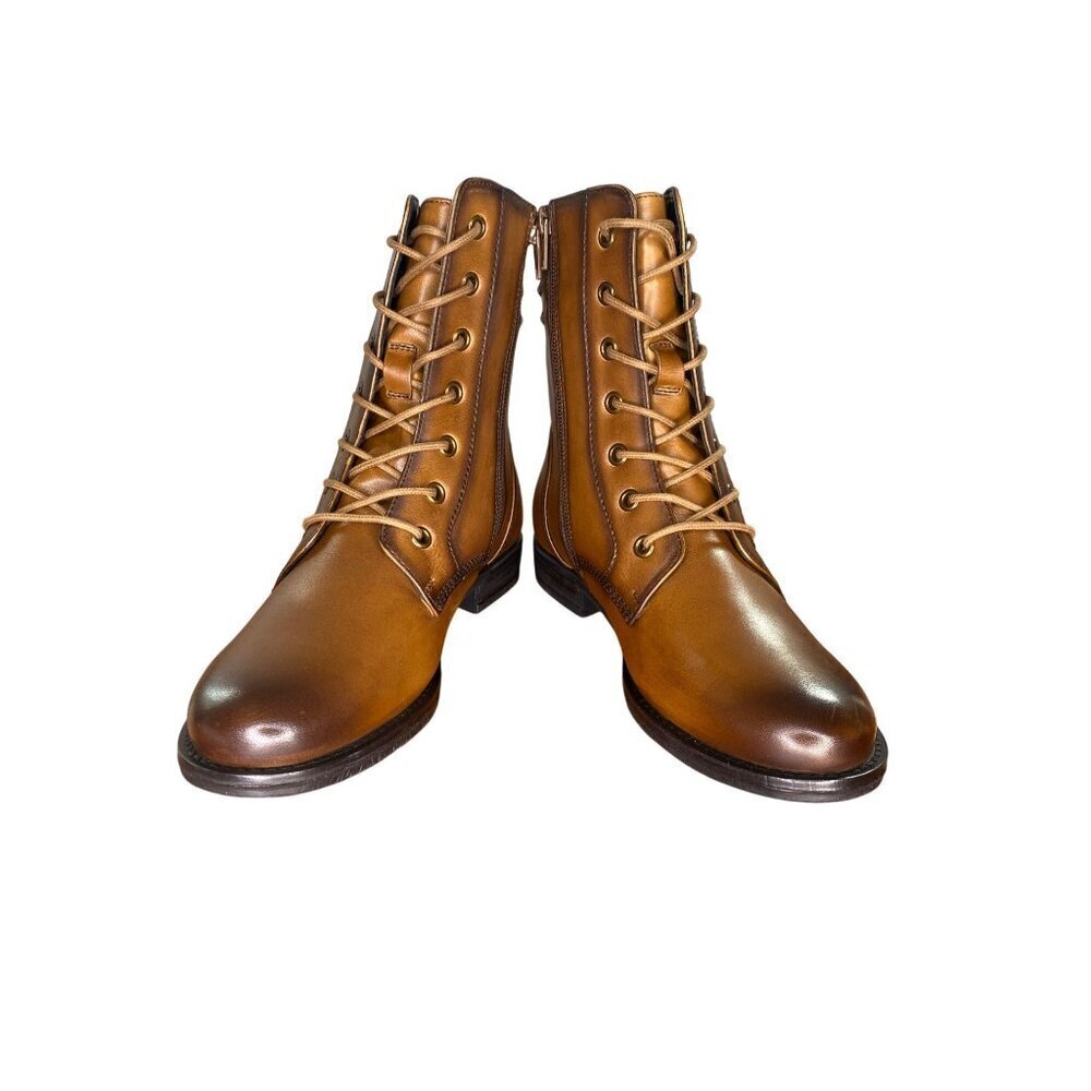Josef Seibel Simona 01 Cognac Leather Lace Up & Zip Ankle Boots Sz 6 NWOB Comfy
